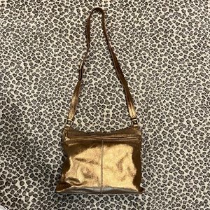 Hobo Crossbody handbag in bronze leather